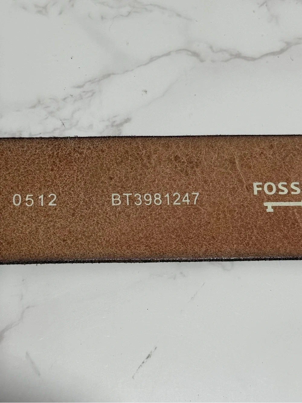 Fossil Brown Tooled Leather Women's Belt with Unique Design and Brass Buckle - S